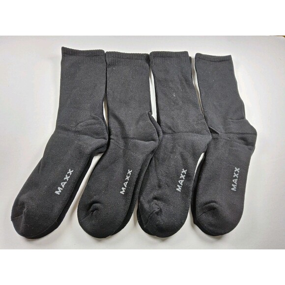 MAXX Lot Of 4 Pairs Crew Socks Black One Size - Picture 1 of 3